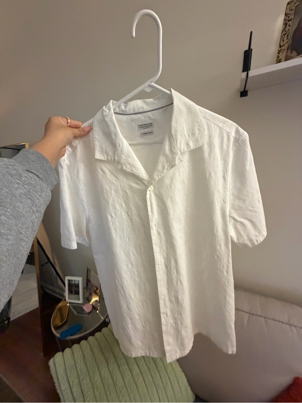 Brunello Cucinelli White Short-Sleeve Camp-Collar Button Shirt